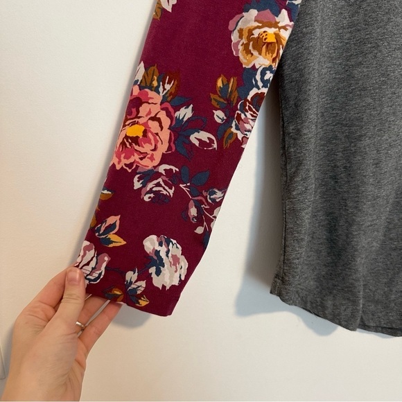 Matilda Jane times table gray and floral Henley long sleeve tee - Picture 5 of 8